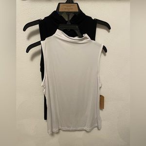 Christian Siriano two pack funnel sleeveless tops